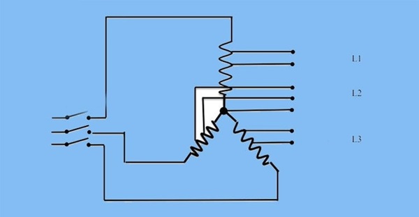 Sơ đồ của máy biến áp tự ngẫu 3 pha