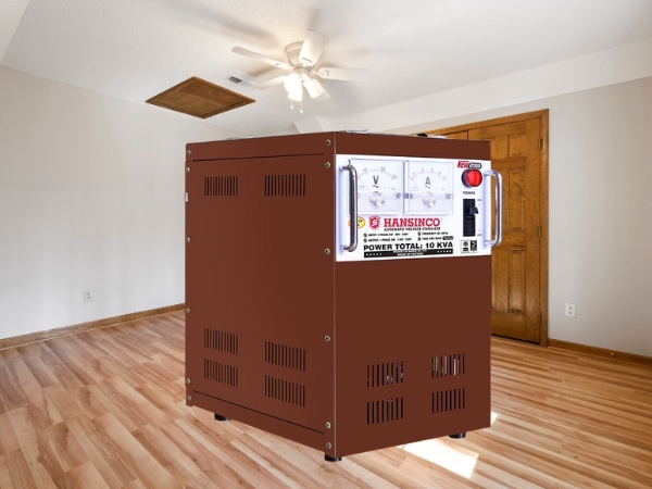 Ổn áp 10KVA tương đương khoảng 8KW, 8.000W và 45,5A
